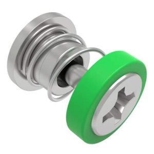 Captive Screw, M3 X 0.5 Thread, Press-in, Phillips Recess, Smooth Green Knob - Image 1