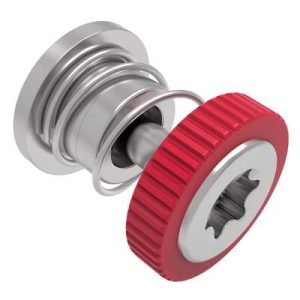 Captive Screw, M3 X 0.5 Thread, Press-in, TORX®, Knurled Red Knob - Image 1