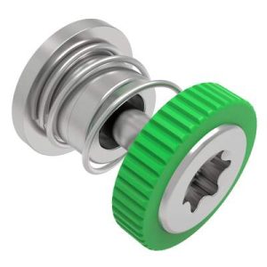Captive Screw, M3 X 0.5 Thread, Press-in, TORX®, Knurled Green Knob - Image 1