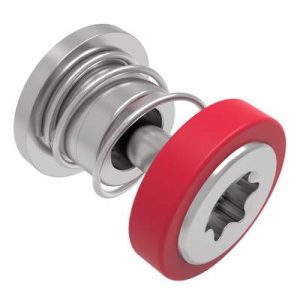 Captive Screw, M3 X 0.5 Thread, Press-in, TORX®, Smooth Red Knob - Image 1