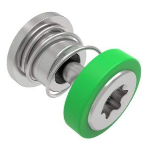 Captive Screw, M3 X 0.5 Thread, Press-in, TORX®, Smooth Green Knob - Image 1