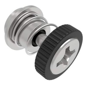 Captive Screw, 4-40 Thread, Surface Mount Technology, Phillips Recess, Knurled Black Knob - Image 1