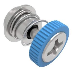 Captive Screw, 4-40 Thread, Surface Mount Technology, Phillips Recess, Knurled Blue Knob - Image 1