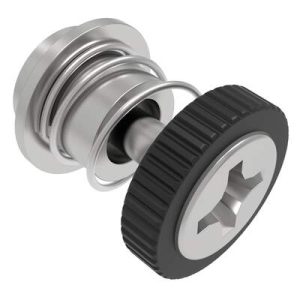 Captive Screw, M3 X 0.5 Thread, Surface Mount Technology, Phillips Recess, Knurled Black Knob - Image 1