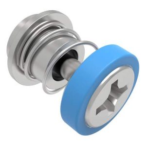 Captive Screw, M3 X 0.5 Thread, Surface Mount Technology, Phillips Recess, Smooth Blue Knob - Image 1