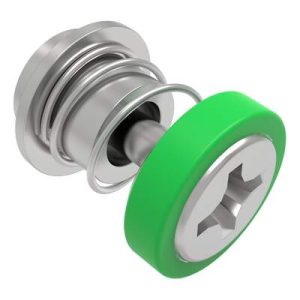 Captive Screw, M3 X 0.5 Thread, Surface Mount Technology, Phillips Recess, Smooth Green Knob - Image 1