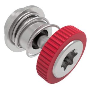 Captive Screw, M3 X 0.5 Thread, Surface Mount Technology, TORX®, Knurled Red Knob - Image 1