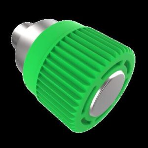 Spring Loaded Plunger, Flare-in, Miniature Size, Without hold-open feature, Steel, Green Knob