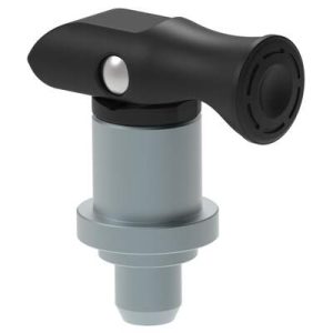 Spring Loaded Plunger, Flare-in, thin panel, Small Size, With hold-open feature, Black - Image 1