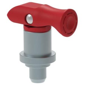 Spring Loaded Plunger, Flare-in, thick panel, Small Size, With hold-open feature,  , Red - Image 1