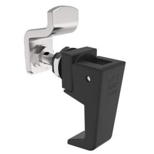 Compression Latch, Lift & Turn, Miniature Size, Handle Style, No Restriction, Non-Locking, Zinc Alloy, Powder Coat, Black