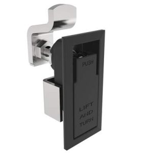 Compression Latch, Lift & Turn, Small Size, Flush Style, No Restriction, Non-Locking, Zinc Alloy, Powder Coat, Black