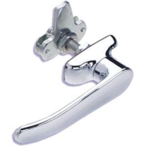 Cam Latch L-Handle, Turn Clockwise to Latch / Lock, Long Cam, Zinc Alloy, Chrome Plated, Polished