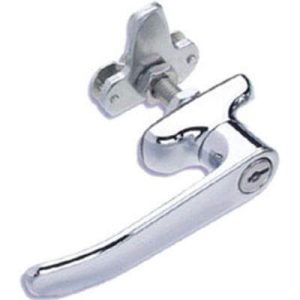 Cam Latch L-Handle, Turn Counterclockwise to Latch / Lock, Long Cam, Zinc Alloy, Chrome Plated, Polished
