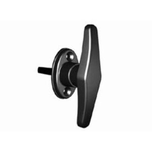 Cam Latch T-Handle, Hand Operated, Zinc Alloy, Powder Coat, Black - Image 1