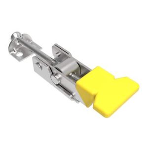 Over-center Draw Latch, Medium Size, Type A Keeper, Stainless Steel, Passivated, With yellow vinyl grip