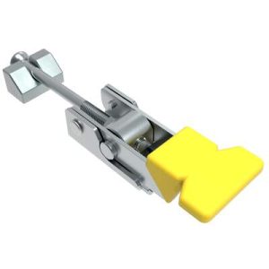 Over-center Draw Latch, Medium Size, Type B Keeper, Steel, Zinc Plate, Bright chromate, With yellow vinyl grip - Image 1