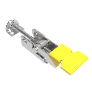 Over-center Draw Latch, Large Size, Type A Keeper, Stainless Steel, Passivated, With yellow vinyl grip