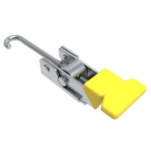 Over-center Draw Latch, Medium Size, Without Keeper, Steel, Zinc Plate, Bright chromate, With yellow vinyl grip - Image 1