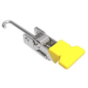 Over-center Draw Latch, Medium Size, Without Keeper, Stainless Steel, Passivated, With yellow vinyl grip - Image 1