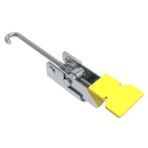 Over-center Draw Latch, Large Size, Without Keeper, Steel, Zinc Plate, Bright chromate, With yellow vinyl grip