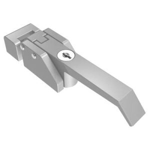 Compression Latch, Over-Center Lever Latch, Key Locking, M5x0.8 Tapped Mounting Holes, Zinc Alloy, Powder Coat, Silver - Image 1