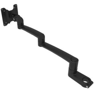 Monitor Mount, Tilt & Swivel, Double Arm, Pole Mount, Aluminum Alloy, Black
