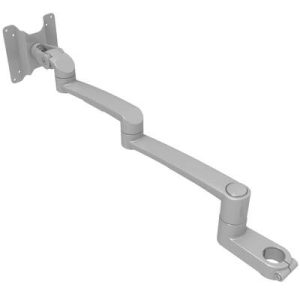 Monitor Mount, Tilt & Swivel, Double Arm, Pole Mount, Aluminum Alloy, Silver - Image 1