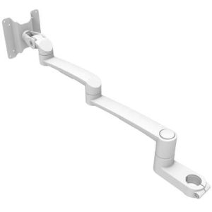 Monitor Mount, Tilt & Swivel, Double Arm, Pole Mount, Aluminum Alloy, White - Image 1