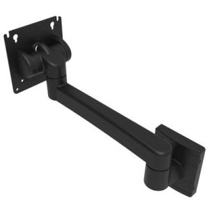 Monitor Mount, Tilt & Swivel, Single Arm, With VESA Mounting Plate, Wall Mount, Front Fastened, Aluminum Alloy, Powder Coat, Black