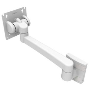 Monitor Mount, Tilt & Swivel, Single Arm, With VESA Mounting Plate, Wall Mount, Front Fastened, Aluminum Alloy, Powder Coat, White