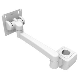 Monitor Mount, Tilt & Swivel, Single Arm, With VESA Mounting Plate, Pole Mount, Aluminum Alloy, Powder Coat, White - Image 1