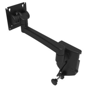 Monitor Mount, Tilt & Swivel, Single Arm, With VESA Mounting Plate, Rail Mount, Aluminum Alloy, Powder Coat, Black - Image 1
