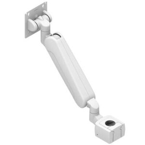 Monitor Mount, Height Adjusting, Single Arm, With VESA Mounting Plate, Pole Mount, Aluminum Alloy, Powder Coat, White