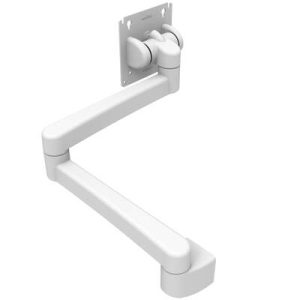 Monitor Mount, Tilt & Swivel, Double Arm, Aluminum Alloy, Powder Coat, White - Image 1