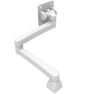 Monitor Mount, Tilt & Swivel, Double Arm,  Aluminum Alloy, Powder Coat, White - Image 1