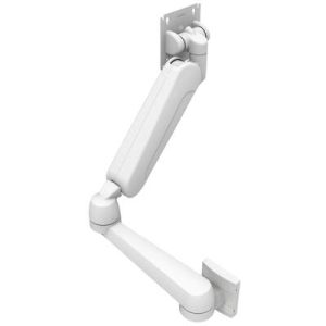 Monitor Mount, Height Adjusting, Double Arm, With VESA Mounting Plate, Wall Mount, Front Fastened, Aluminum Alloy, Powder Coat, White