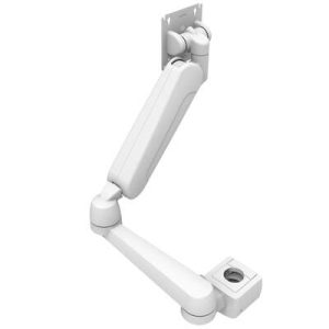 Monitor Mount, Height Adjusting, Double Arm, With VESA Mounting Plate, Pole Mount, Aluminum Alloy, Powder Coat, White