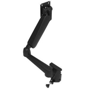 Monitor Mount, Height Adjusting, Double Arm, With VESA Mounting Plate, Rail Mount, Aluminum Alloy, Powder Coat, Black