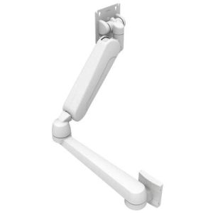 Monitor Mount, Height Adjusting, Double Arm, With VESA Mounting Plate, Wall Mount, Front Fastened, Aluminum Alloy, Powder Coat, White