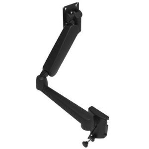 Monitor Mount, Height Adjusting, Double Arm, With VESA Mounting Plate, Rail Mount, Aluminum Alloy, Powder Coat, Black