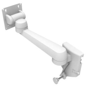 Monitor Mount, Tilt & Swivel, Single Arm, Rail Mount, Aluminum Alloy, Powder Coat, White - Image 1