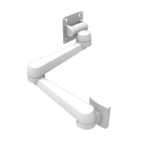 Monitor Mount, Tilt & Swivel, Double Arm, Wall Mount, Aluminum Alloy, Powder Coat, White - Image 1