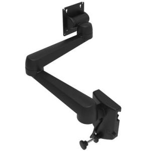 Monitor Mount, Tilt & Swivel, Double Arm, Rail Mount, Aluminum Alloy, Powder Coat, Black - Image 1