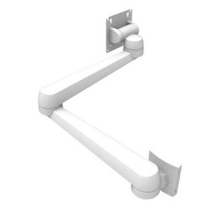 Monitor Mount, Tilt & Swivel, Double Arm, Wall Mount, Aluminum Alloy, Powder Coat, White - Image 1