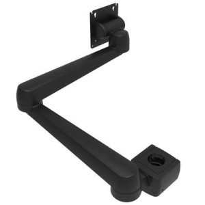 Monitor Mount, Tilt & Swivel, Double Arm, Pole Mount, Aluminum Alloy, Powder Coat, Black