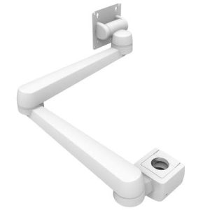 Monitor Mount, Tilt & Swivel, Double Arm, Pole Mount, Aluminum Alloy, Powder Coat, White - Image 1