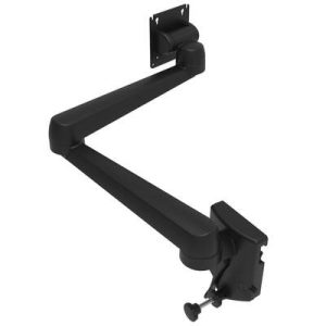Monitor Mount, Tilt & Swivel, Double Arm, Rail Mount, Aluminum Alloy, Powder Coat, Black - Image 1