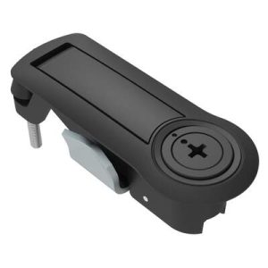 Compression Latch, Lever Latch, Auto Relock, Phillips Recess, 1-5mm Panel, 1-18mm Grip, Not Sealed, Zinc Alloy, Powder Coat, Black