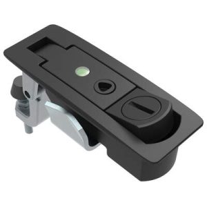 Compression Latch, Lever Latch, Tool Locking, Slotted Recess, 1-8mm Panel, 17-39mm Grip, Sealed, Zinc Alloy, Powder Coat, Black - Image 1